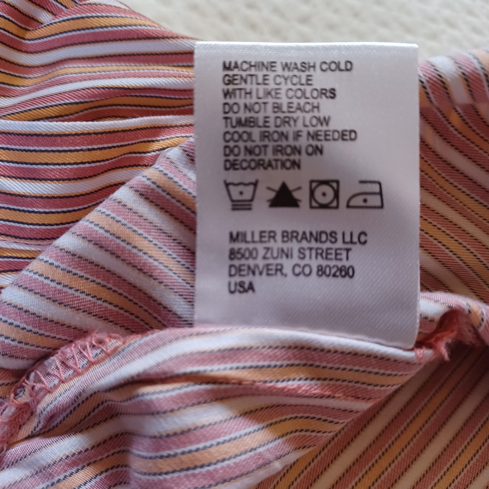 Cinch Women's Pink Striped Button Down Shirt with Floral Trim - Picture 6 of 9